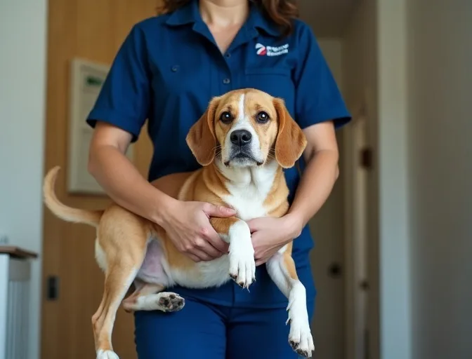 Technician respectfully transporting a deceased dog in Nunawading